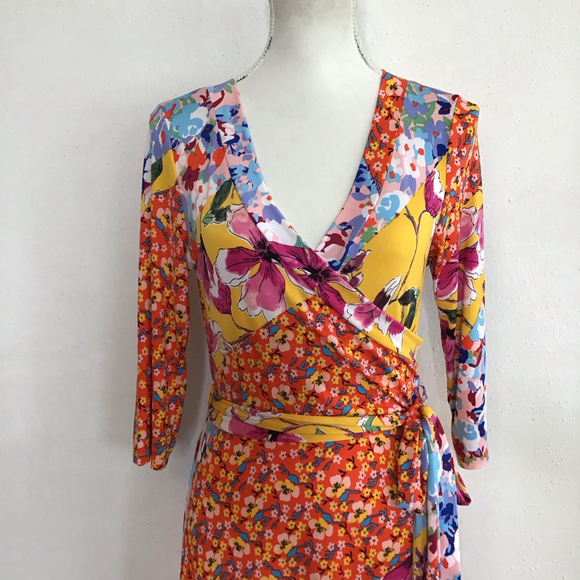 Janette Women Floral Patchwork Maxi Dress M Orange Yellow - Picture 6 of 14